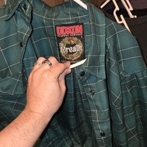 Dixxon Green Plaid Men Large Long Sleeve Button Down Christmas